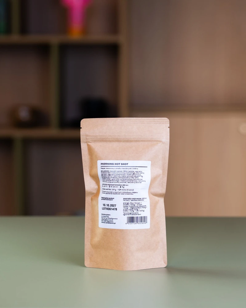 Blend owocowy o smaku mandarynki i imbiru  Morning Hot Shot w opakowaniu uzupełniającym refill 100 g – 20 porcji