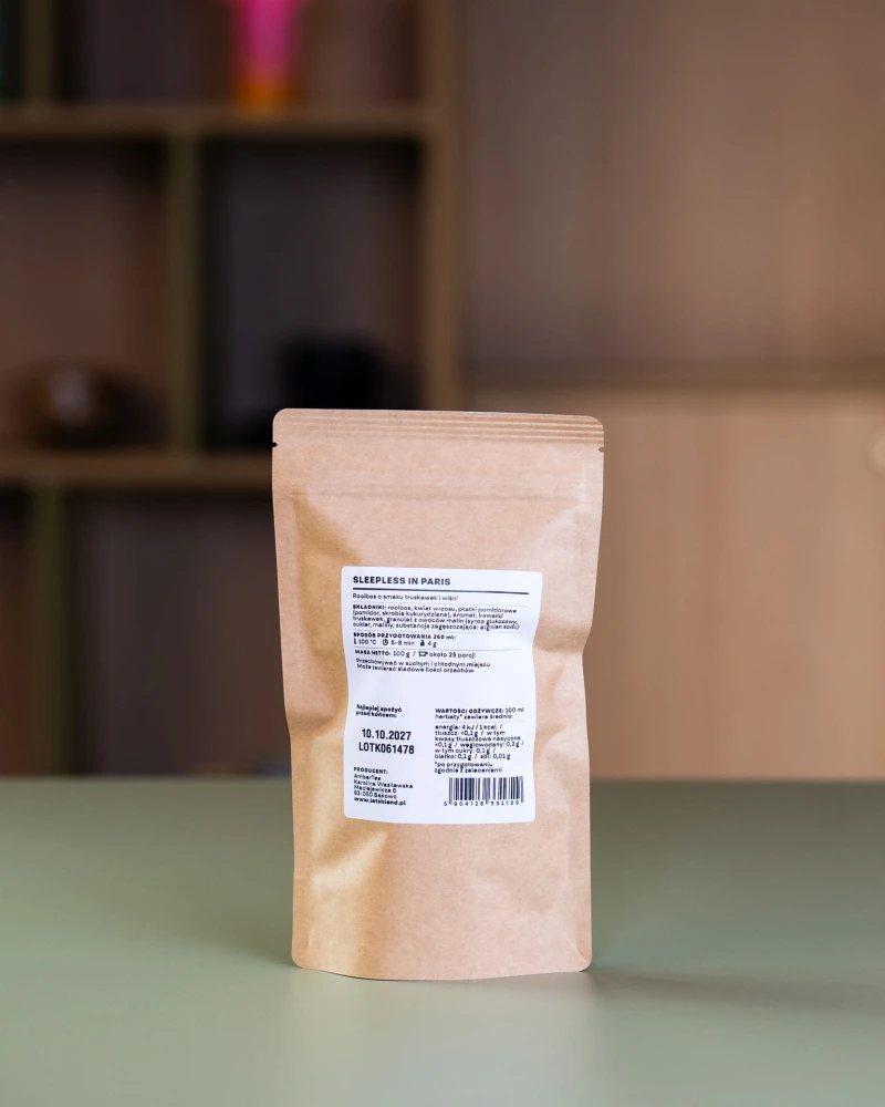 Rooibos o smaku truskawek i wiśni  Sleepless in Paris Let's Blend w opakowaniu uzupełniającym (refill) 100 g - 25 porcji